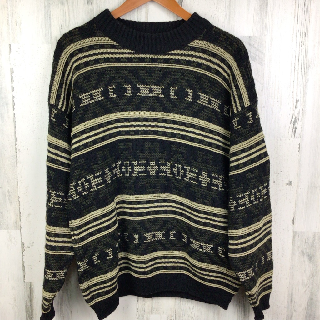Vintage Next Menswear Fair Isle Chunky Knit Wool Blend Grandpa Sweater S/M